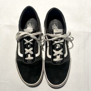 Vans Old Skool Black White Womens 7 Suede and Canvas Sneakers Shoes